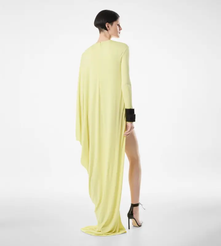 CREPE JERSEY LONG SLEEVE EVENING DRESS CREAM online